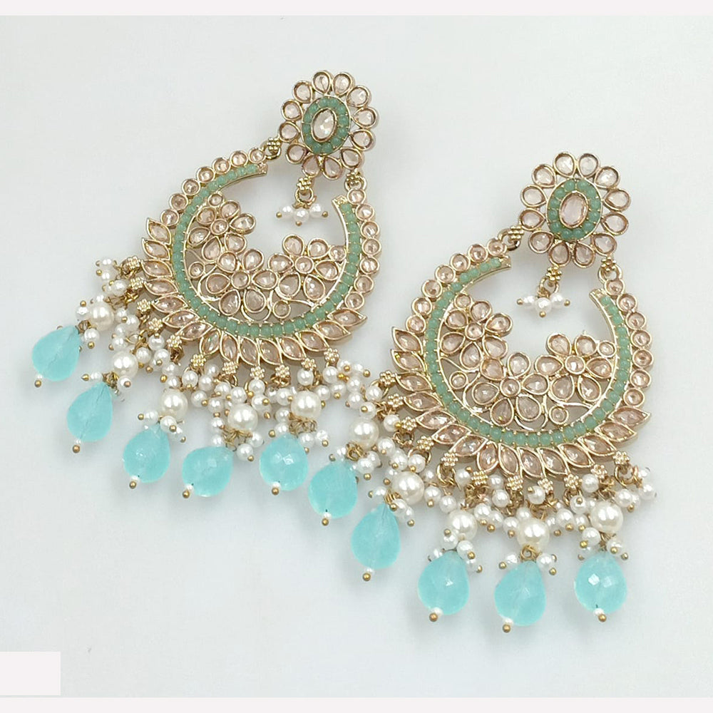 Rajwadi Collection Sparkling Crystal And Beads Statement Dangler Earrings