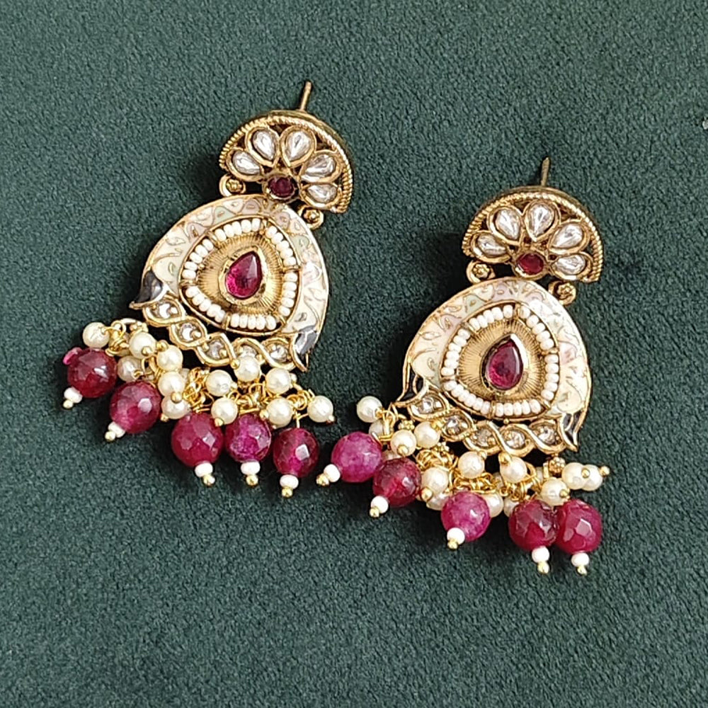 Rajwadi Collection Elegant Pota And Meenakari Dangler Earrings