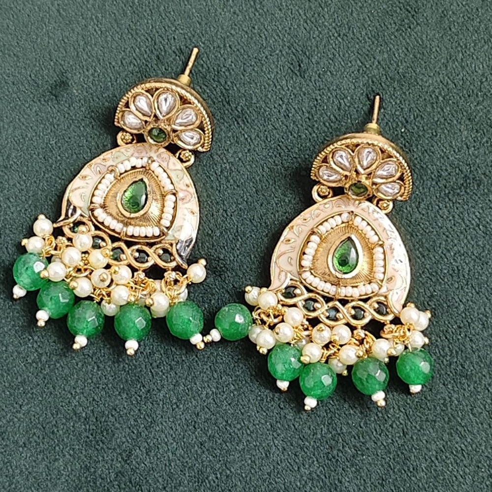 Rajwadi Collection Elegant Pota And Meenakari Dangler Earrings