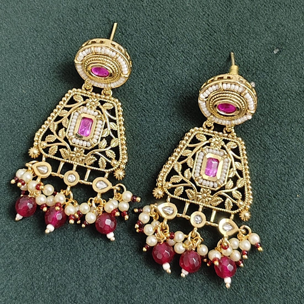 Rajwadi Collection Elegant Pota And Pearl Designer Dangler Earrings