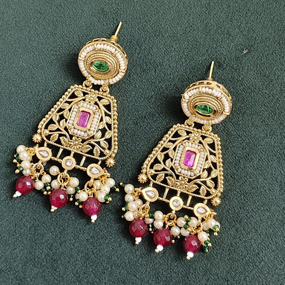 Rajwadi Collection Elegant Pota And Pearl Designer Dangler Earrings