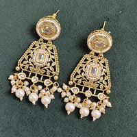 Rajwadi Collection Elegant Pota And Pearl Designer Dangler Earrings