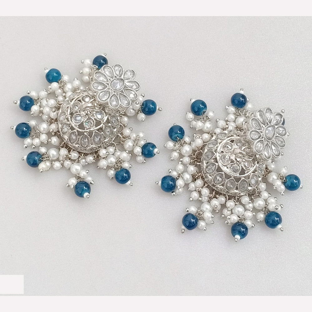 Rajwadi Collection Crystal Stone And Beads Jhumki Earrings