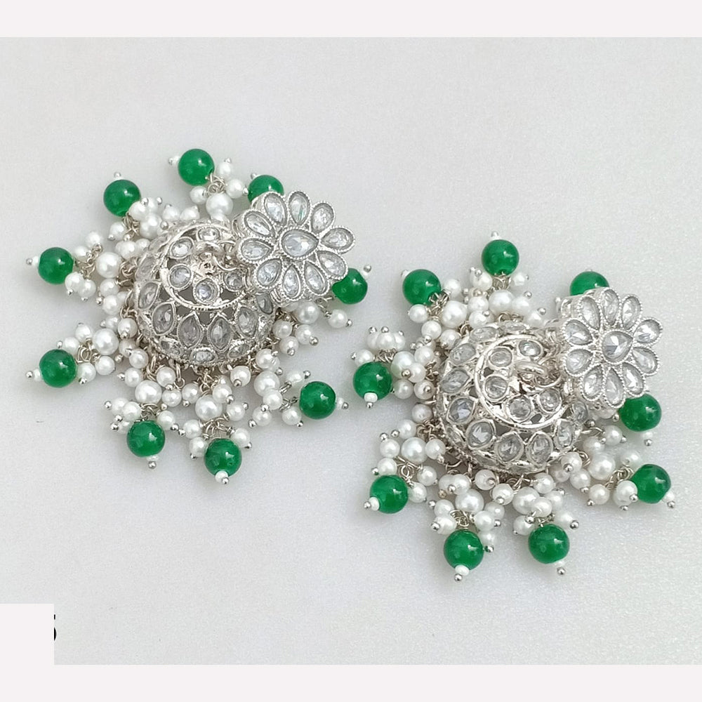 Rajwadi Collection Crystal Stone And Beads Jhumki Earrings