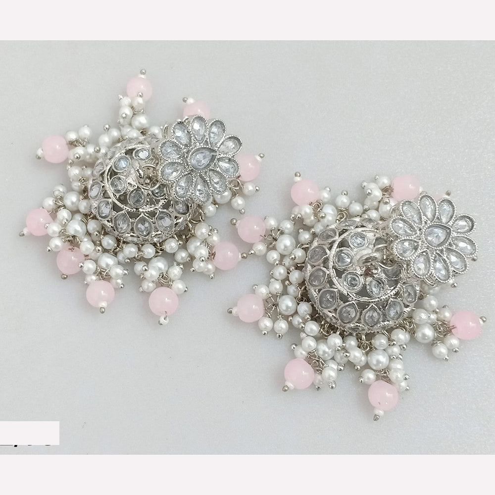 Rajwadi Collection Crystal Stone And Beads Jhumki Earrings