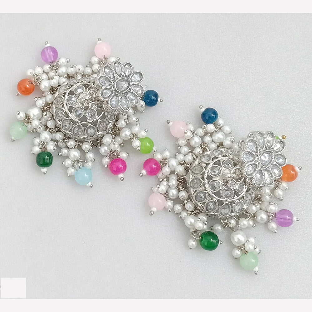 Rajwadi Collection Crystal Stone And Beads Jhumki Earrings