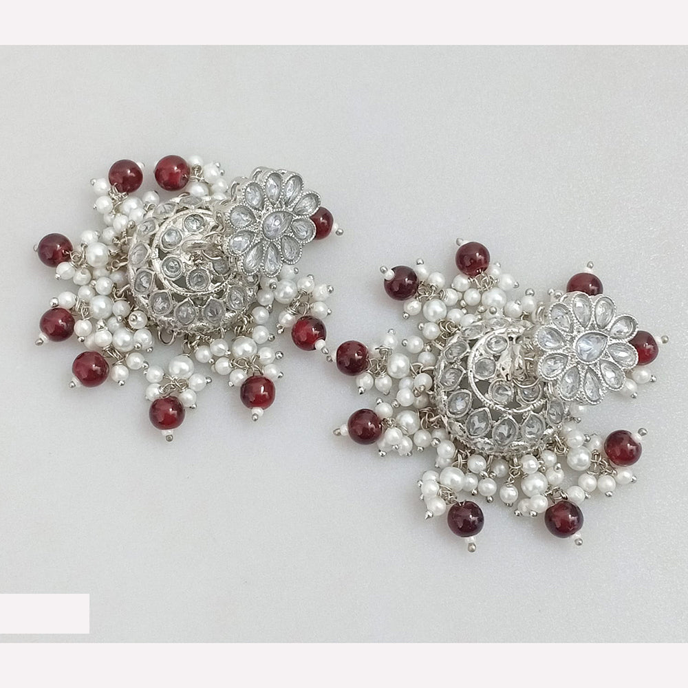 Rajwadi Collection Crystal Stone And Beads Jhumki Earrings