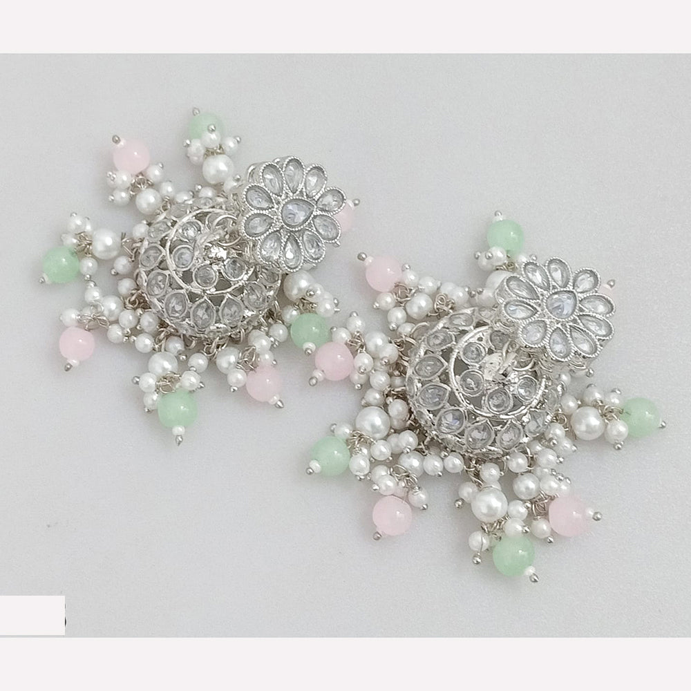 Rajwadi Collection Crystal Stone And Beads Jhumki Earrings