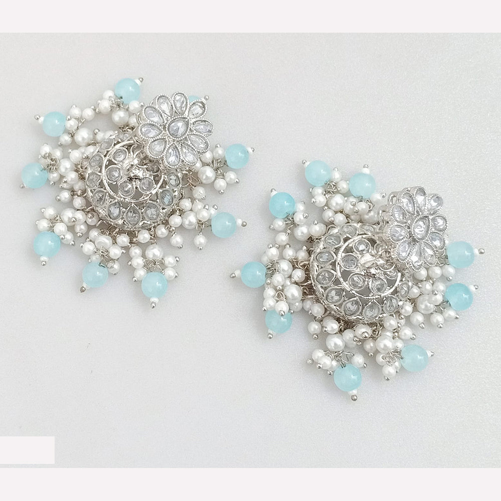 Rajwadi Collection Crystal Stone And Beads Jhumki Earrings