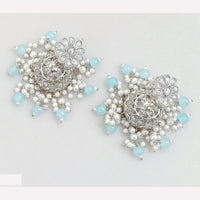 Rajwadi Collection Crystal Stone And Beads Jhumki Earrings