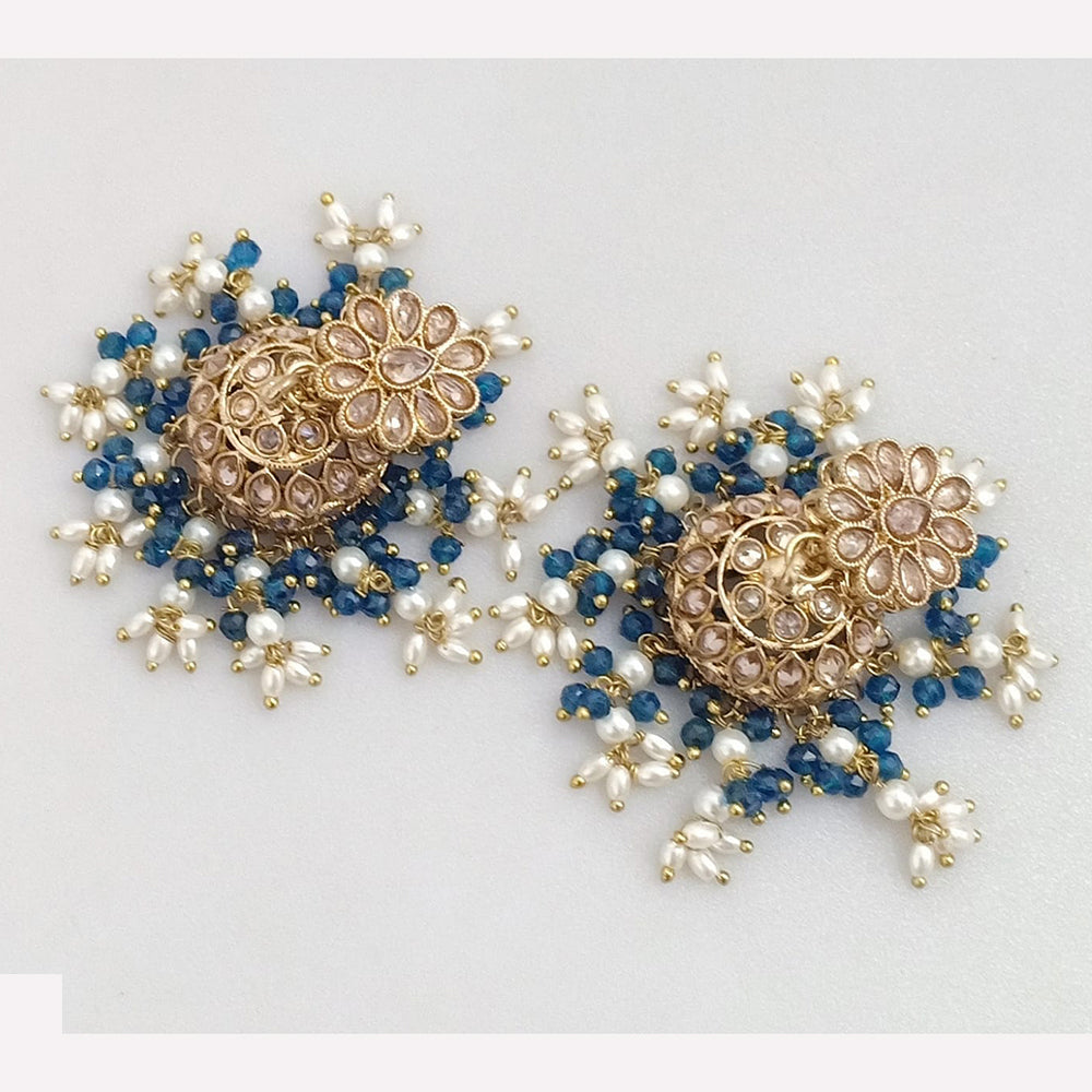 Rajwadi Collection Crystal Stone And Beads Jhumki Earrings