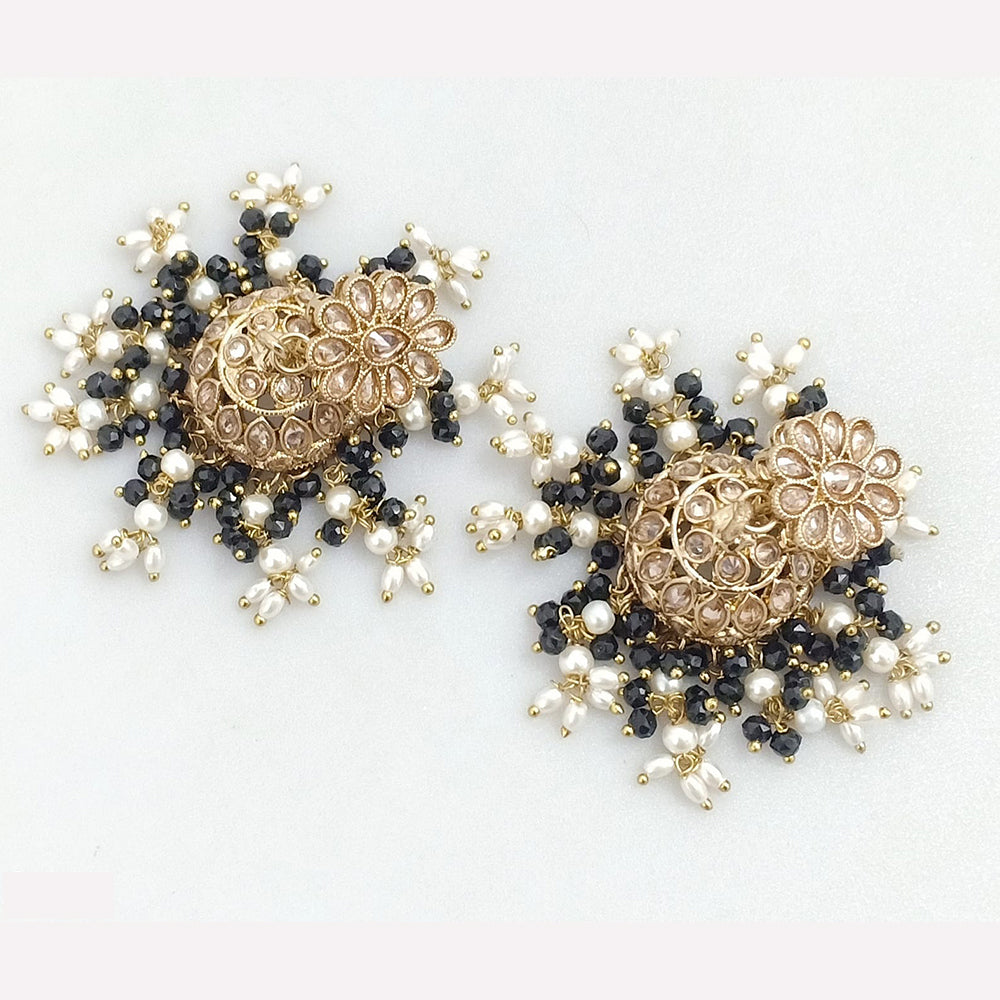 Rajwadi Collection Crystal Stone And Beads Jhumki Earrings