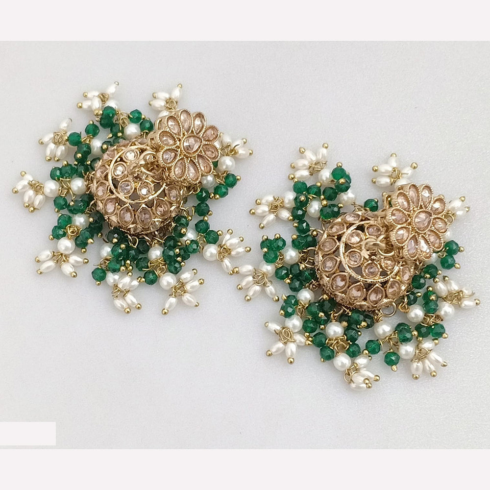 Rajwadi Collection Crystal Stone And Beads Jhumki Earrings