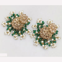 Rajwadi Collection Crystal Stone And Beads Jhumki Earrings