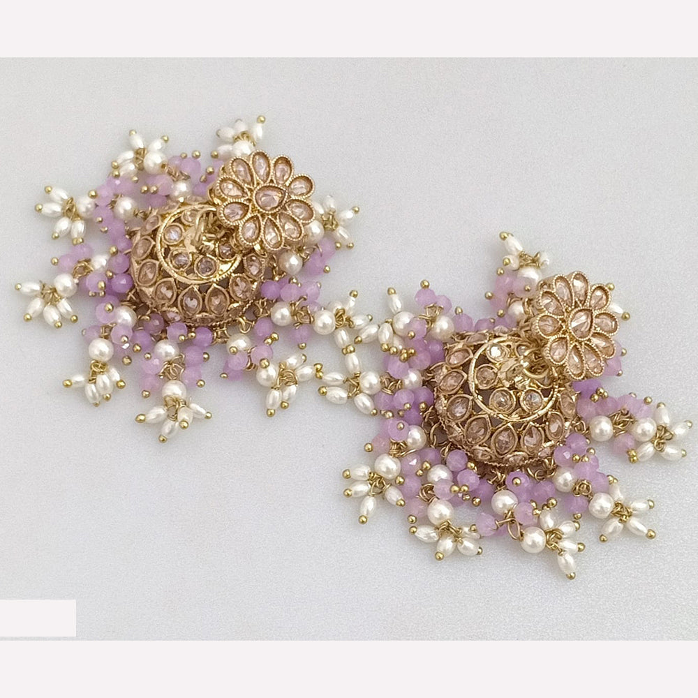 Rajwadi Collection Crystal Stone And Beads Jhumki Earrings