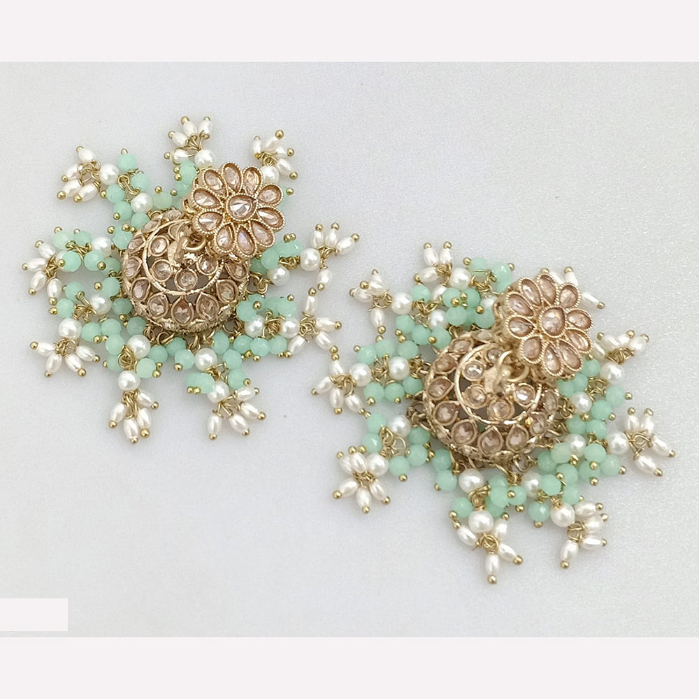 Rajwadi Collection Crystal Stone And Beads Jhumki Earrings