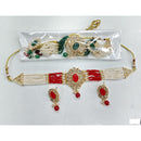 Rajwadi Collection Sparkling Crystal With Pearl Statement Choker Necklace Set