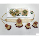 Rajwadi Collection Sparkling Crystal With Pearl Statement Choker Necklace Set