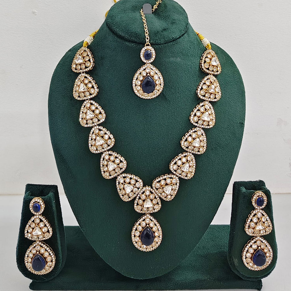Rajwadi Collection Elegant Austrian Stone And Pota Necklace Set
