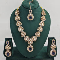 Rajwadi Collection Elegant Austrian Stone And Pota Necklace Set
