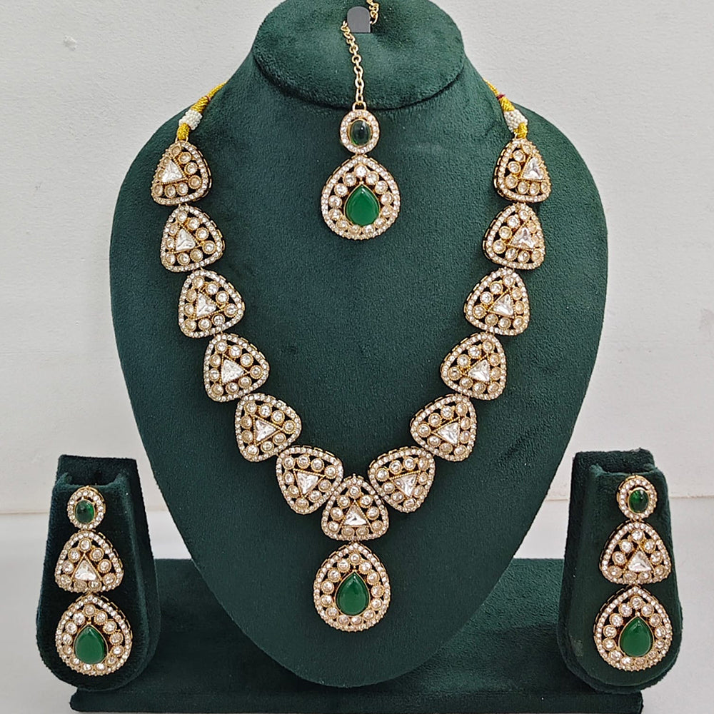 Rajwadi Collection Elegant Austrian Stone And Pota Necklace Set