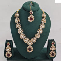 Rajwadi Collection Elegant Austrian Stone And Pota Necklace Set