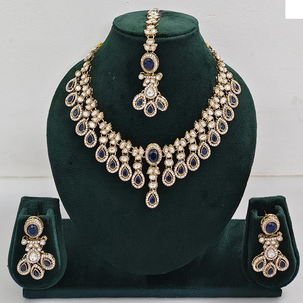 Rajwadi Collection Elegant Austrian Stone And Pota Necklace Set