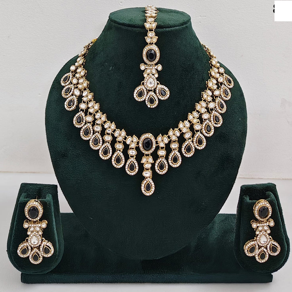 Rajwadi Collection Elegant Austrian Stone And Pota Necklace Set