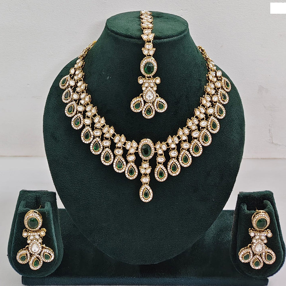 Rajwadi Collection Elegant Austrian Stone And Pota Necklace Set