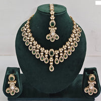 Rajwadi Collection Elegant Austrian Stone And Pota Necklace Set