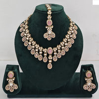 Rajwadi Collection Elegant Austrian Stone And Pota Necklace Set
