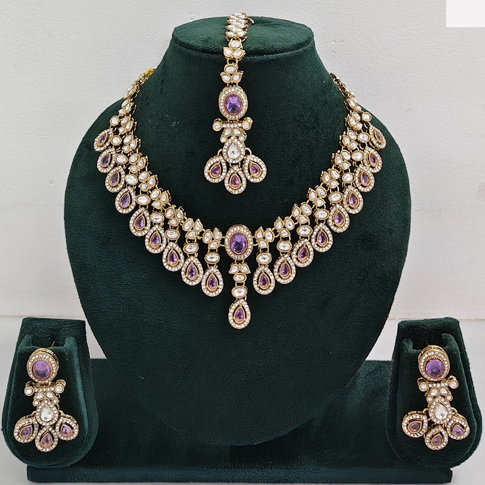 Rajwadi Collection Elegant Austrian Stone And Pota Necklace Set
