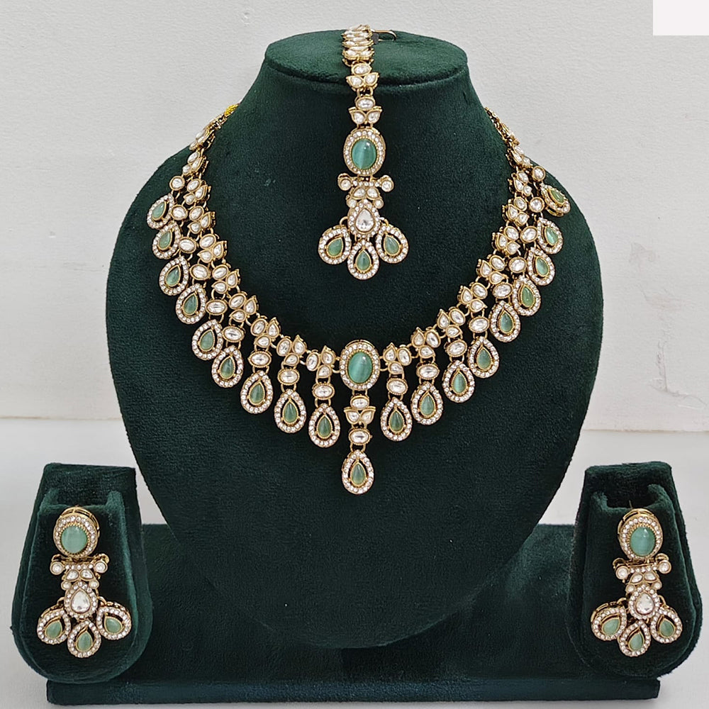 Rajwadi Collection Elegant Austrian Stone And Pota Necklace Set