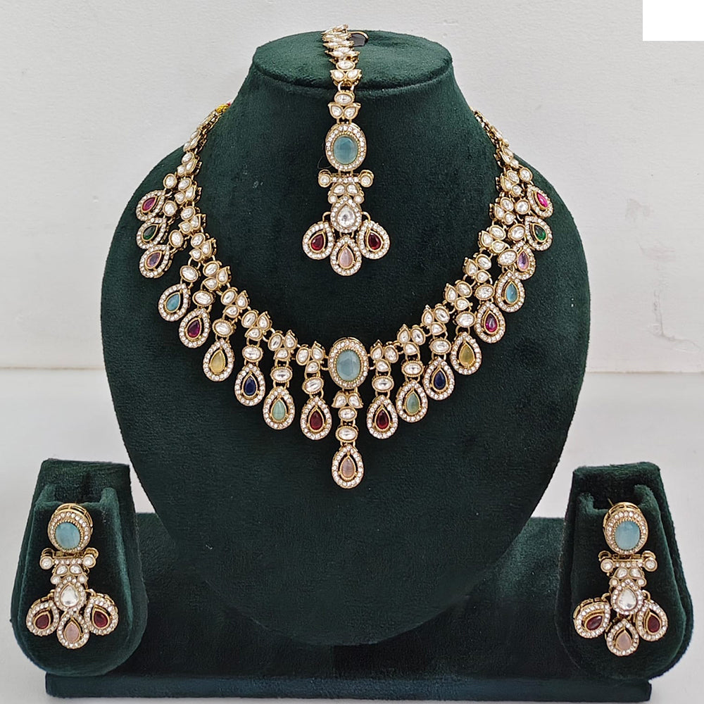 Rajwadi Collection Elegant Austrian Stone And Pota Necklace Set