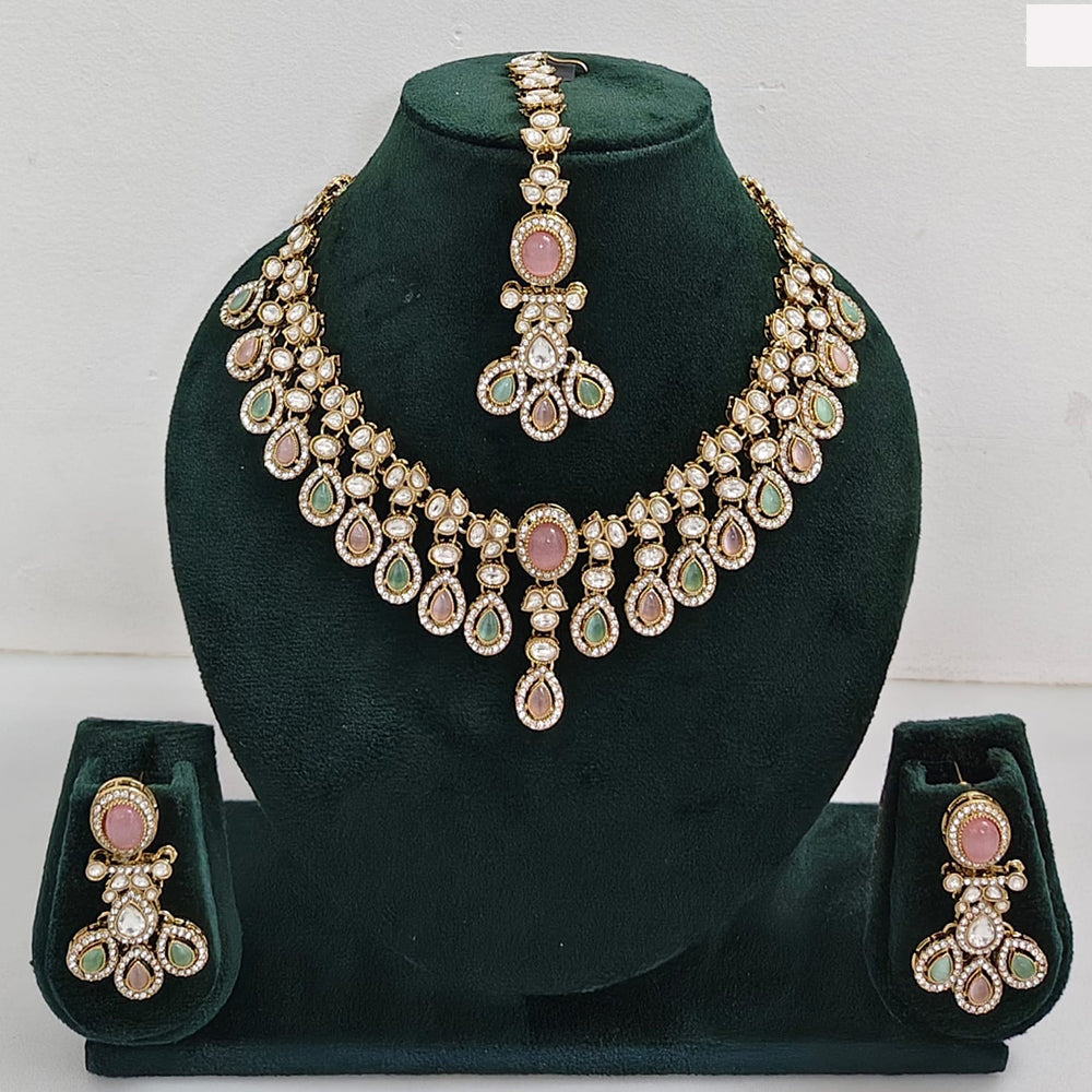 Rajwadi Collection Elegant Austrian Stone And Pota Necklace Set