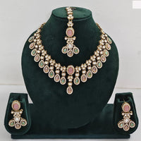 Rajwadi Collection Elegant Austrian Stone And Pota Necklace Set