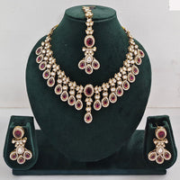 Rajwadi Collection Elegant Austrian Stone And Pota Necklace Set