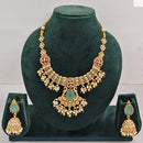 Rajwadi Collection Elegant Pota Stone And Pearl Necklace Set