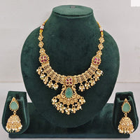 Rajwadi Collection Elegant Pota Stone And Pearl Necklace Set