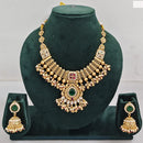 Rajwadi Collection Elegant Pota Stone And Pearl Necklace Set