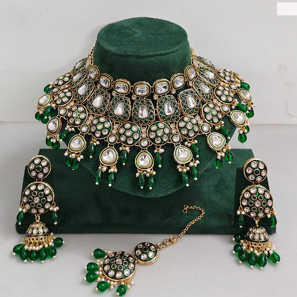 Rajwadi Collection Traditional Kundan Pearl And Beads Choker Necklace Set