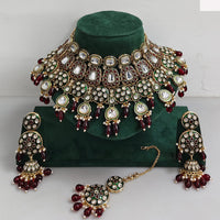 Rajwadi Collection Traditional Kundan Pearl And Beads Choker Necklace Set