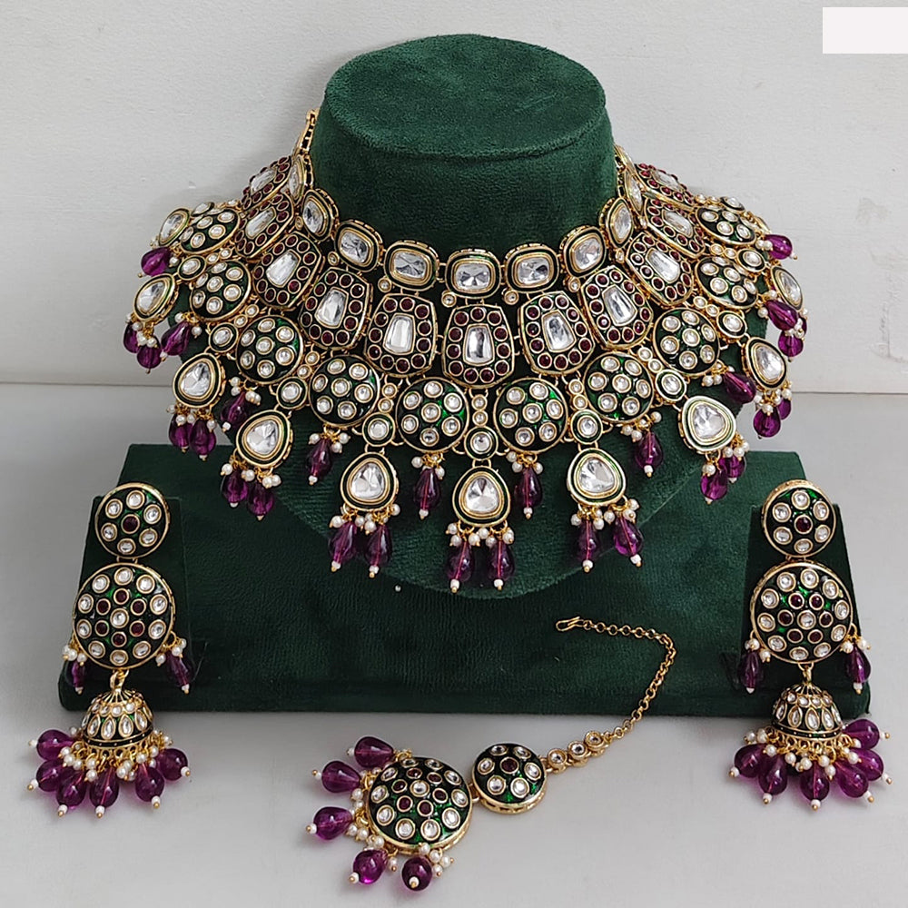 Rajwadi Collection Traditional Kundan Pearl And Beads Choker Necklace Set