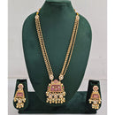 Rajwadi Collection Heritage Pota Stone With Pearl Long Rani Haar Necklace Set