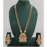 Rajwadi Collection Heritage Pota Stone With Pearl Long Rani Haar Necklace Set