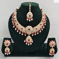 Rajwadi Collection Elegant Kundan Stone with Pearl Meenakari Necklace Set