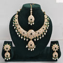 Rajwadi Collection Elegant Kundan Stone with Pearl Meenakari Necklace Set