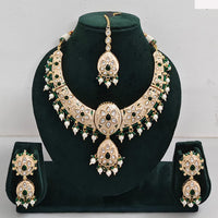 Rajwadi Collection Elegant Kundan Stone with Pearl Meenakari Necklace Set
