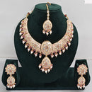 Rajwadi Collection Elegant Kundan Stone with Pearl Meenakari Necklace Set