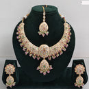 Rajwadi Collection Elegant Kundan Stone with Pearl Meenakari Necklace Set